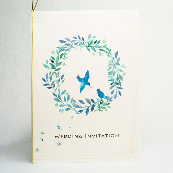 青い鳥デザインの招待状